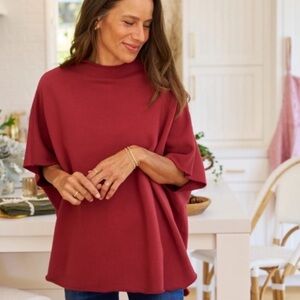 Frank & Eileen Audrey Funnel Neck Capelet in oxblood One Size